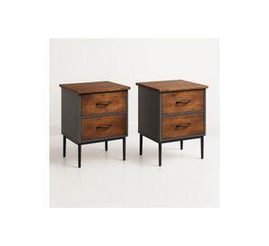 Pack de 2 Veladores Dos Cajones Metal 45x30x53 - Rústico