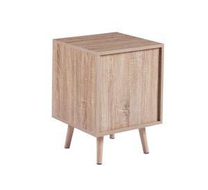 VELADOR WOOD BROWN 2 CAJONES Y RATTAN - MESA DE NOCHE