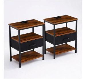 Pack de 2 Veladores Estilo Industrial Black Wood