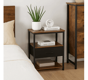 Pack de 2 Veladores Estilo Industrial Black Wood