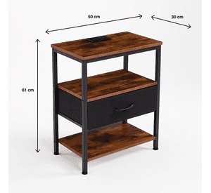 Pack de 2 Veladores Estilo Industrial Black Wood