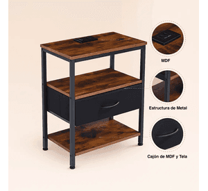 Pack de 2 Veladores Estilo Industrial Black Wood