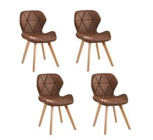 PACK 4 SILLAS ACOLCHADAS RADAR WOOD AVIADOR MARIPOSA PATAS MADERA ASIENTO ECOCUERO