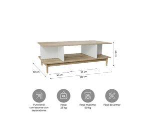 Mesa de Centro Top Living Bari Rectangular Lateral Nórdica