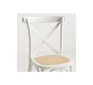 Silla Crossback Madera Rattan - Blanca
