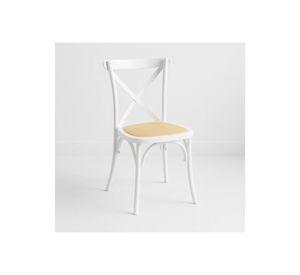 Silla Crossback Madera Rattan - Blanca
