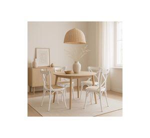 Silla Crossback Madera Rattan - Blanca