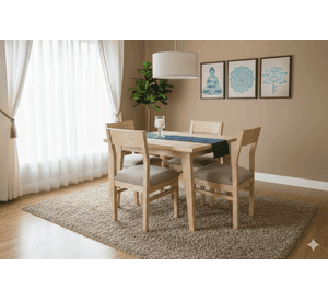 Comedor 4 Sillas Vendetta 100x100 tapiz Beige