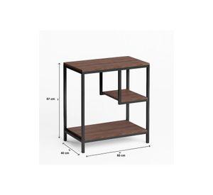 Mesa Auxiliar de 3 Niveles con Estantes Abiertos 60x40x67