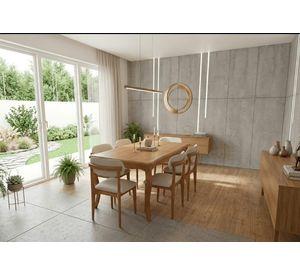 Comedor 6 Sillas Mónaco 90x160 tapiz Crudo