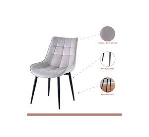 Pack de 4 Sillas de Comedor Macron Acolchada Terciopelo - Gris