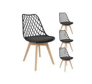 Pack 4 Sillas Tulip Mesh Acolchada Ecocuero