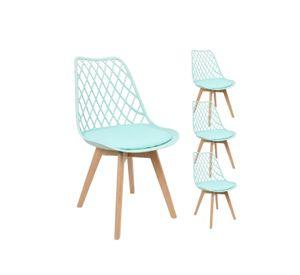 Pack 4 Sillas Tulip Mesh Acolchada Ecocuero