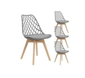 Pack 4 Sillas Tulip Mesh Acolchada Ecocuero