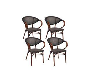 Pack de 4 Sillas Bistro Parisina Textileno con reposabrazos - Caf茅 Oscuro