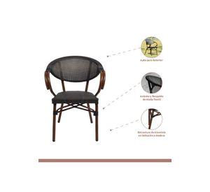 Pack de 4 Sillas Bistro Parisina Textileno con reposabrazos - Café Oscuro