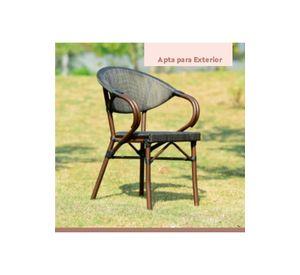 Pack de 4 Sillas Bistro Parisina Textileno con reposabrazos - Café Oscuro