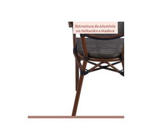 Pack de 4 Sillas Bistro Parisina  Textileno con reposabrazos - Café Oscuro