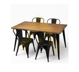 COMEDOR TOLIX RECTANGULAR 140CM CUBIERTA MADERA - 4 PUESTOS