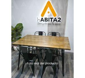 COMEDOR TOLIX RECTANGULAR 140CM CUBIERTA MADERA - 4 PUESTOS