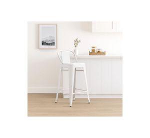 Taburete Tolix Acero con Respaldo - Blanco