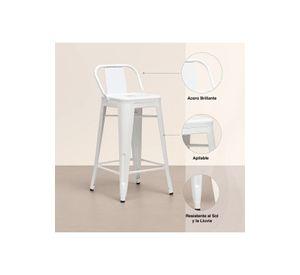 Taburete Tolix Acero con Respaldo - Blanco