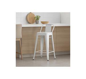 Taburete Tolix Acero con Respaldo - Blanco