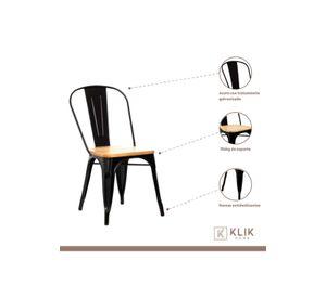 Comedor Estilo Industrial 160x90 Madera Clara + 6 sillas Tolix Negras con asiento de madera Clara
