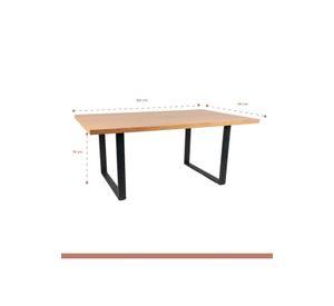 Comedor Estilo Industrial 160x90 Madera Clara + 6 sillas Tolix Negras con asiento de madera Clara