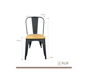 Comedor Estilo Industrial 160x90 Madera Clara + 6 sillas Tolix Negras con asiento de madera Clara