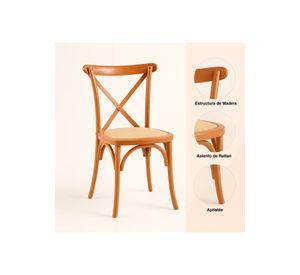 Silla Crossback Madera Rattan Natural