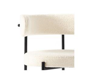 Pack de 4 Sillas Teddy de Tela con Patas Metálicas Negras - Crema