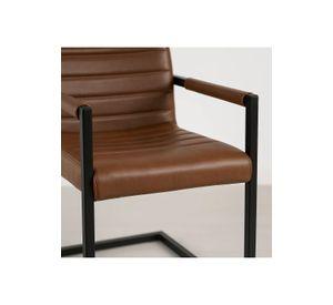 Pack de 2 Sillas Industriales de Cuero Sintético Marrón con Base Metálica – Café