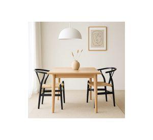 Pack 2 Sillas Wishbone Madera Asiento Claro - Negra