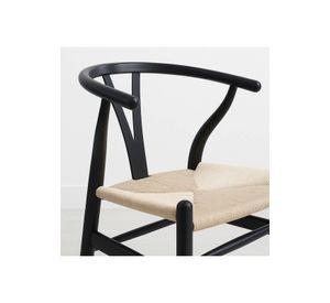 Pack 2 Sillas Wishbone Madera Asiento Claro - Negra