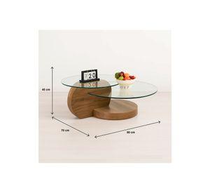 Mesa de Centro DuoGlass con Bases de Madera y Superficie de Vidrio