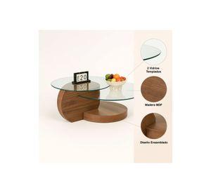 Mesa de Centro DuoGlass con Bases de Madera y Superficie de Vidrio