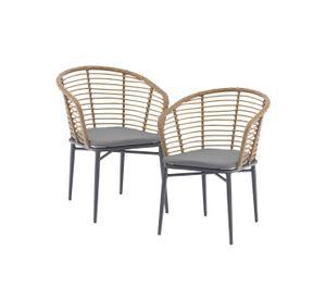 Set  de 2 Sillas Exterior con Cojín Relan Lumpur Ratán Jardín y Terraza