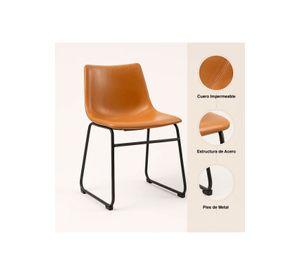 Pack de 2 Sillas Burgos de Comedor o Living de Cuero Sintético y Metal Industrial