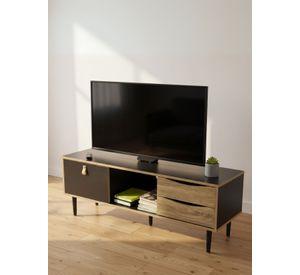 Rack de Tv Negro Top Living Venice con Puerta y Cajones
