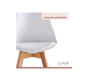 Comedor Mesa Eames Vidrio 100 cm + 4 Sillas Tulip Blancas