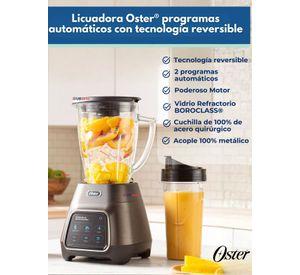 Licuadora Oster® programas automáticos con tecnología reversible,vaso BLend-N-Go BLSTPYG1312XBG