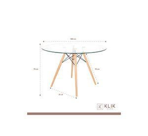 Comedor Mesa Eames 100cm redonda vidrio + 4 Sillas Dining Liana Acolchadas - Blancas