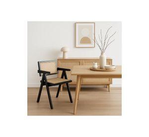 Silla Sitial Butaca Chandigarh Madera Rattan Negra