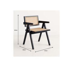 Silla Sitial Butaca Chandigarh Madera Rattan Negra