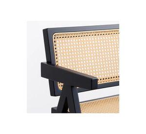 Silla Sitial Butaca Chandigarh Madera Rattan Negra