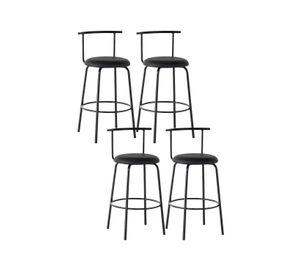PACK 4 PISOS O TABURETES ALTOS ROUND NEGRO TAPIZ ECOCUERO