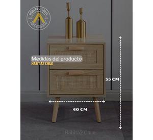 VELADOR WOOD CLARO RATTAN 2 CAJONES - MESA DE NOCHE