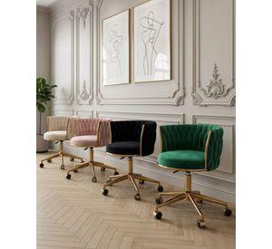 SILLA ESCRITORIO GIRATORIA QUEEN ACOLCHADO DISEÑO TRENZADO COLOR BASE GOLD