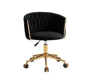 SILLA ESCRITORIO GIRATORIA QUEEN ACOLCHADO DISEÑO TRENZADO COLOR BASE GOLD